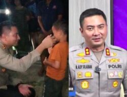 Kapolres Gowa Bantu Anak Pemungut Sisa Makanan Saat Upacara