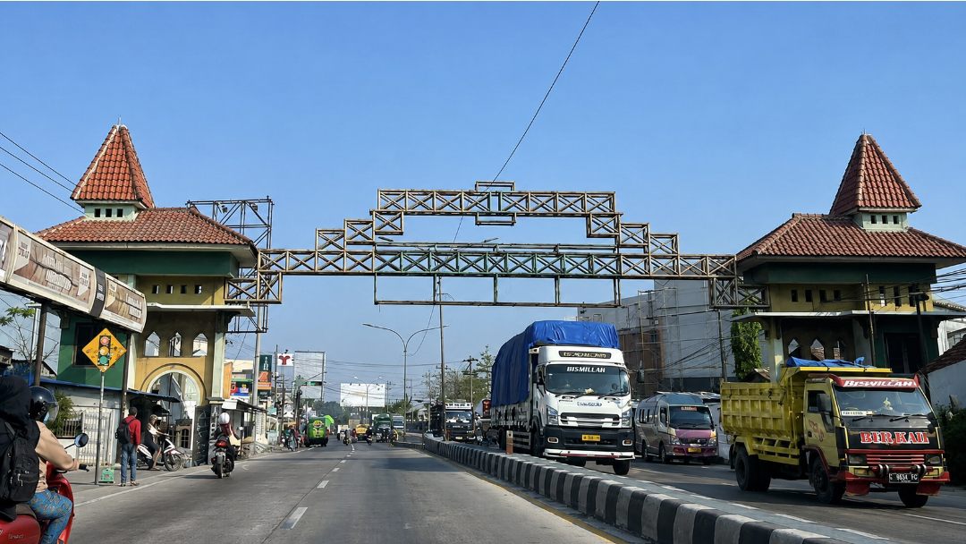 Kondisi tugu perbatasan Kabupaten Brebes yang mengalami kerusakan