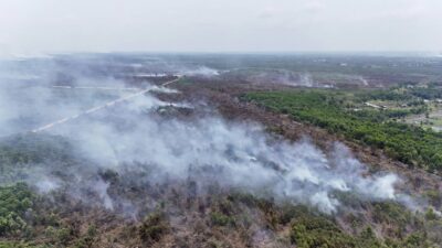 Petugas melakukan penanganan kebakaran hutan dan lahan di sejumlah wilayah Indonesia. BNPB mengimbau masyarakat mewaspadai titik api dan paparan asap.